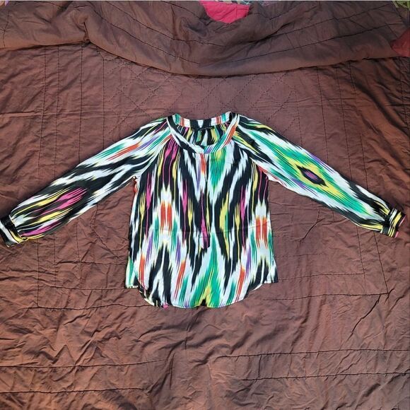 Vibrant abstract long sleeve blouse - size small by Patterson J. Kincaid - Picture 1 of 10